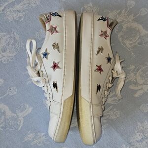 Skechers Street Leather Sneakers Stars and Lightening Blots White
